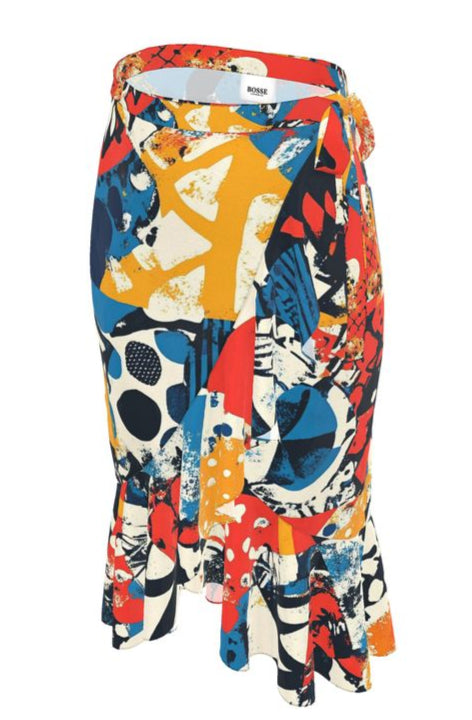 Fallon Wrap Midi Flounce Skirt