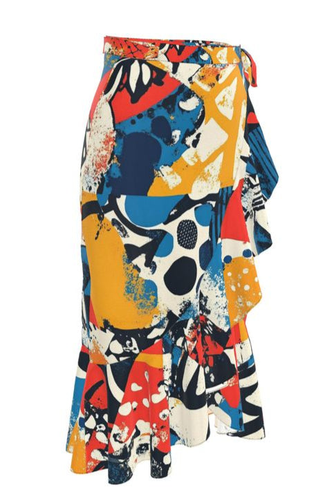Fallon Wrap Midi Flounce Skirt