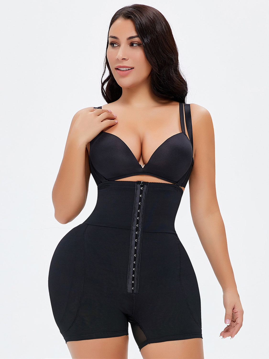 Hook-and-Eye Black Under-Bust Shaping Bodysuit