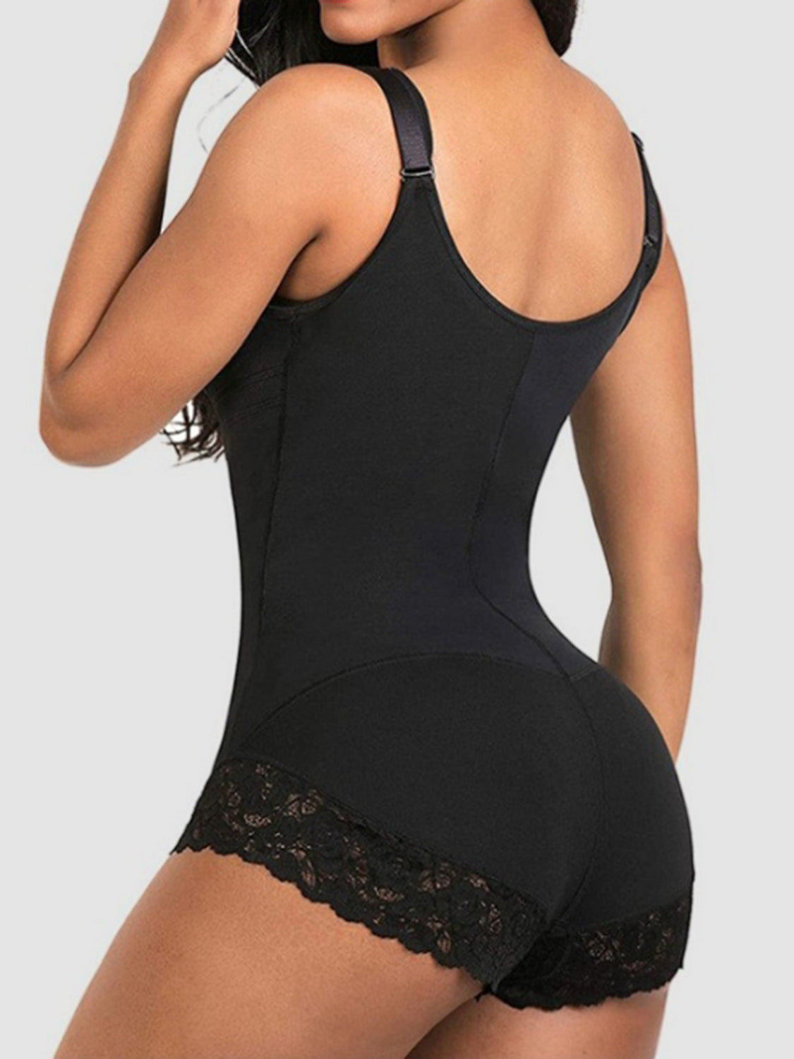 Lace Detail Black Wide Strap Shaping Bodysuit