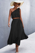 Sydney One-Shoulder Sleeveless Cropped Top and Skirt Set