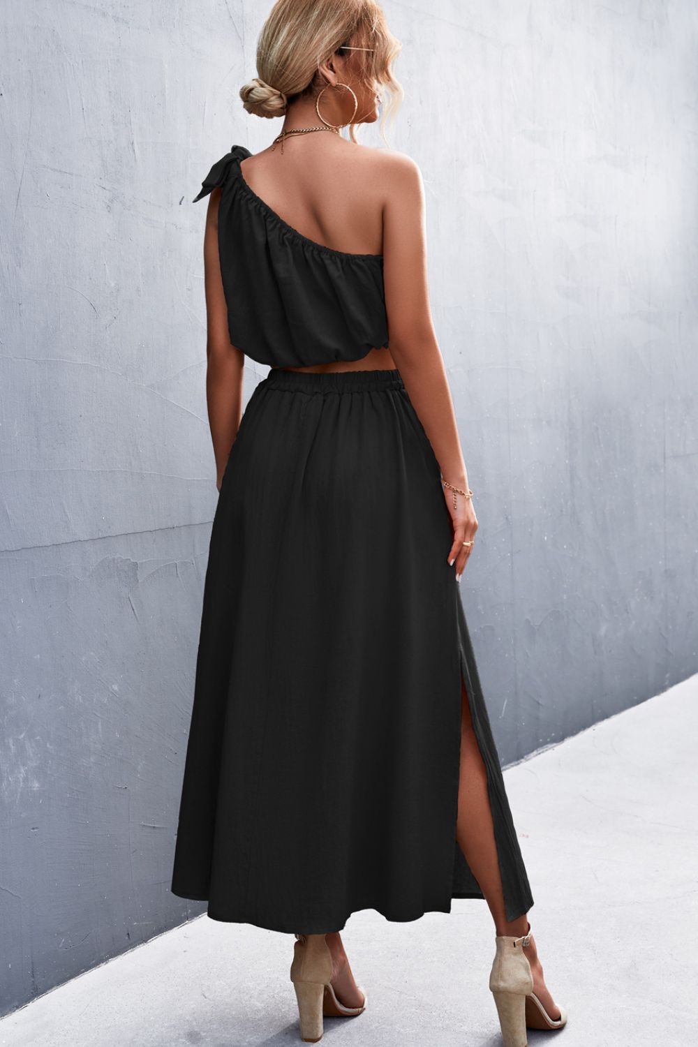 Sydney One-Shoulder Sleeveless Cropped Top and Skirt Set