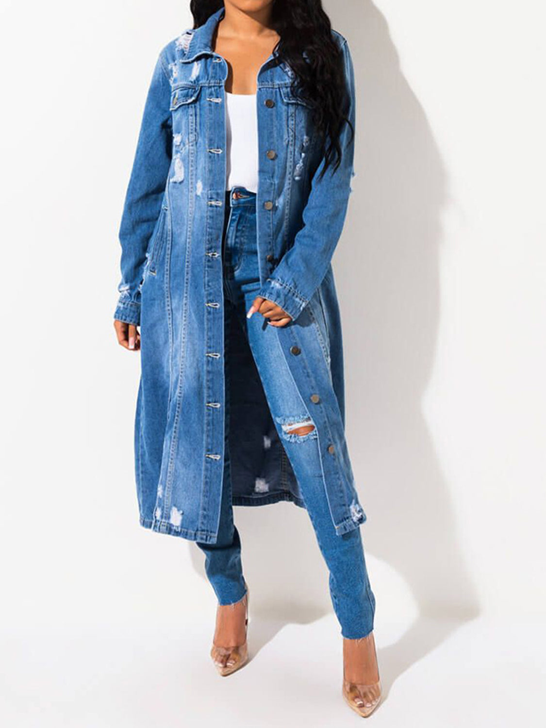 Long Sleeve Raw Hem Denim Jacket *Limited Quantity*