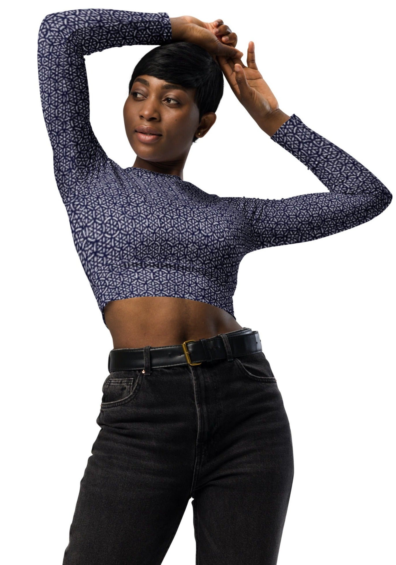 Bosse Blue Luxe Long-sleeve Crop Top