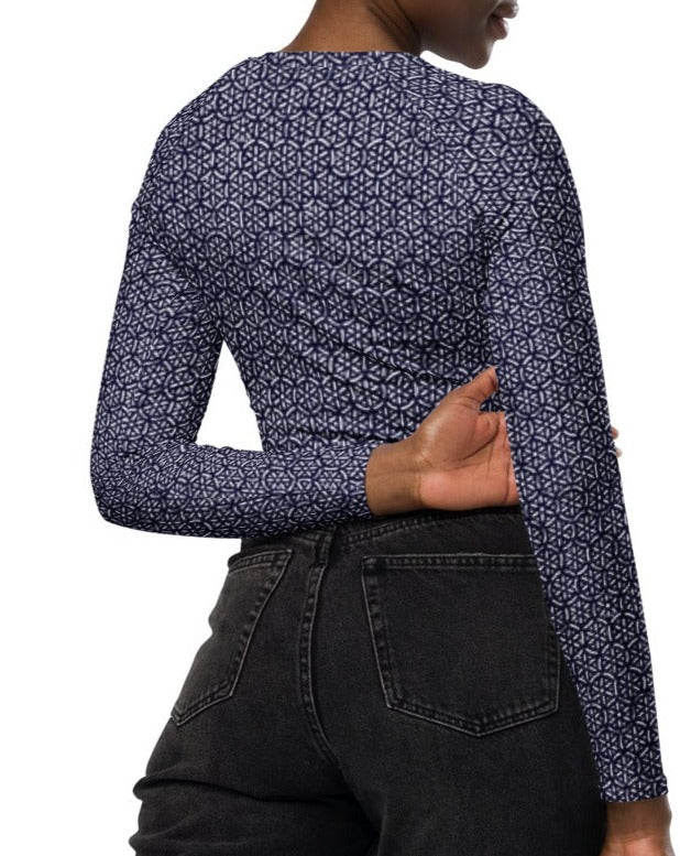 Bosse Blue Luxe Long-sleeve Crop Top