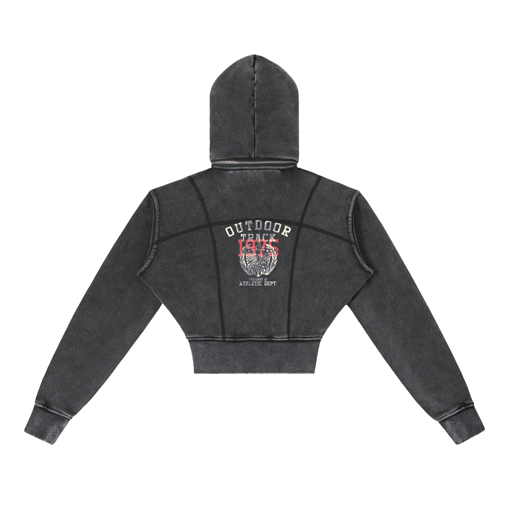 Vintage Washed Cropped Fleece Hoodie