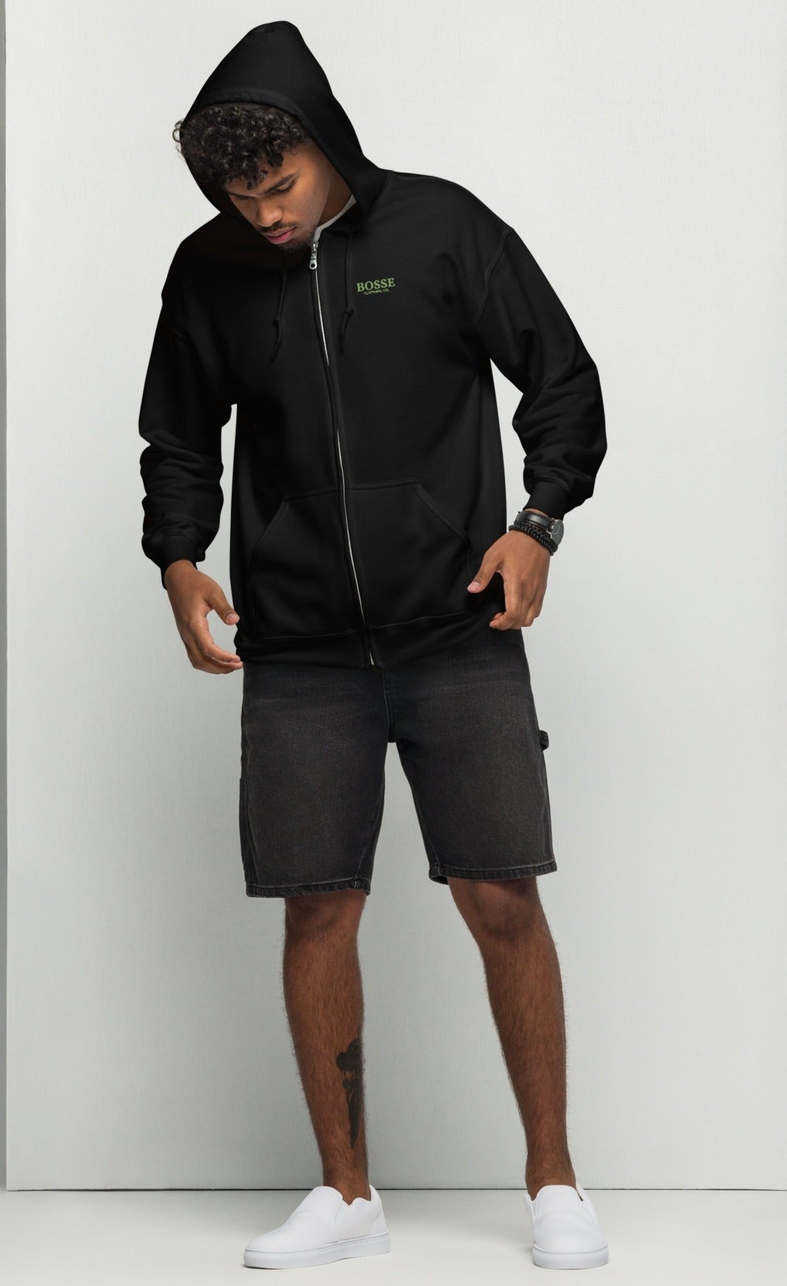 Bosse Green Print Heavy Blend Zip Hoodie