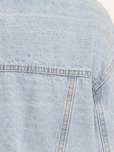 Corrin Contrast Raw Hem Hooded Denim Jacket