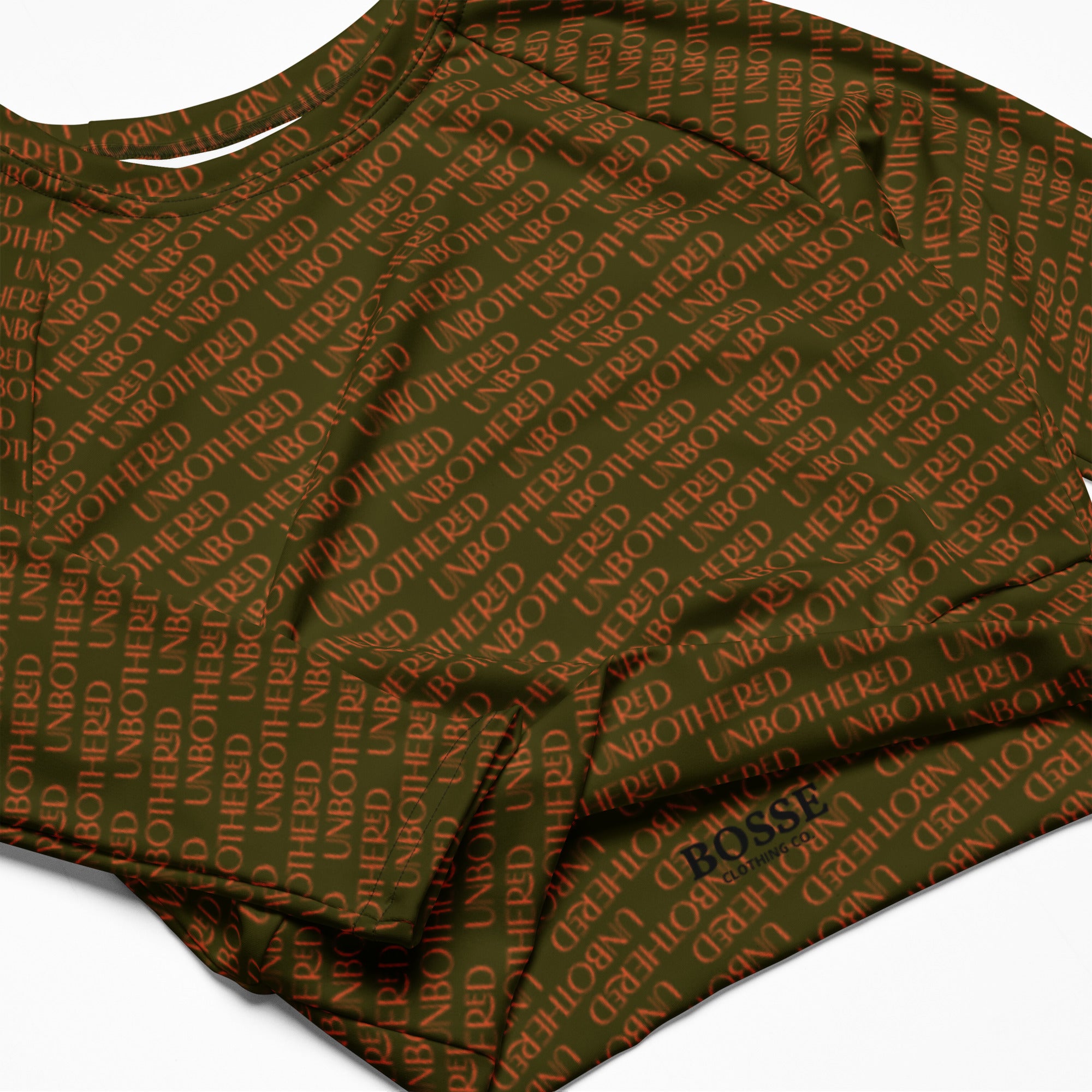 Bosse Unbothered Olive Long-sleeve Premium Crop Top