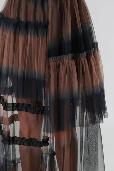 Chocolate Truffle Contrast High Waist Maxi Skirt